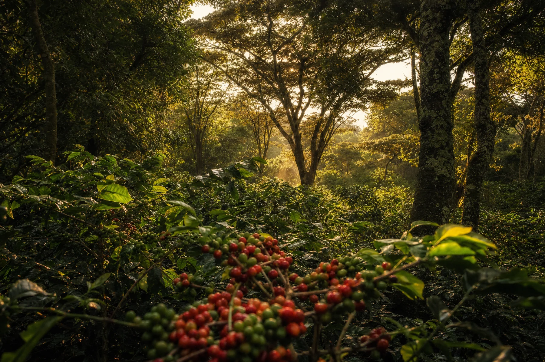 The green landscape and forest canopy around Suke Quto Farm