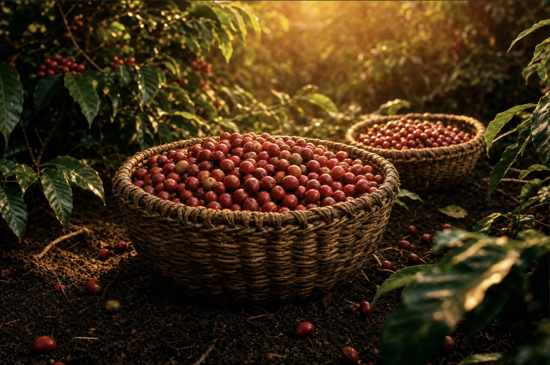 Coffee cherries gathered during the harvest